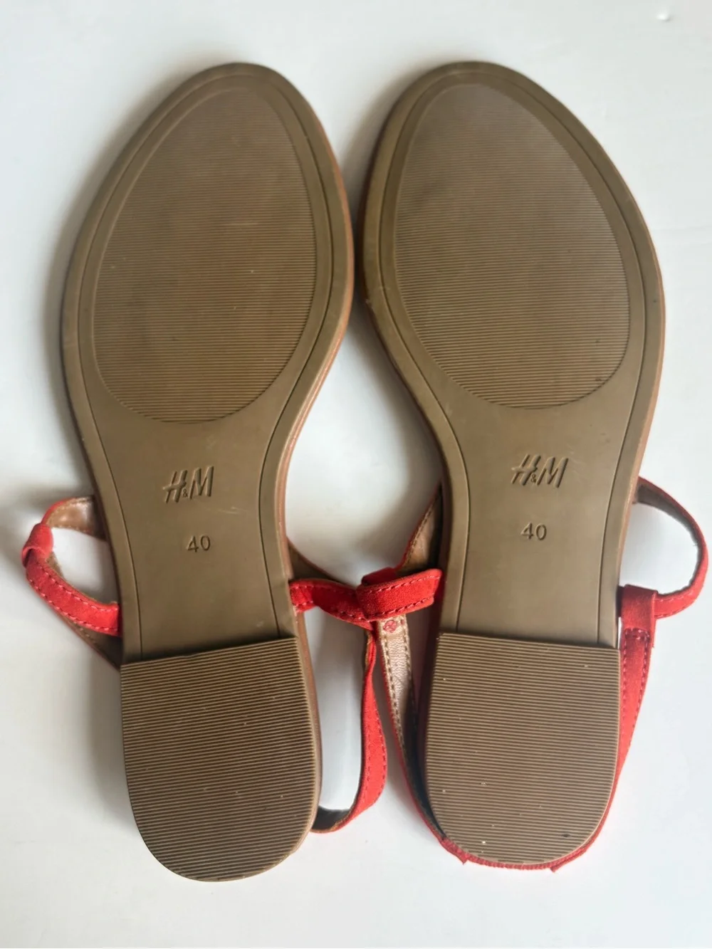 H&M Red/Orange T-Strap Slingback Sandals